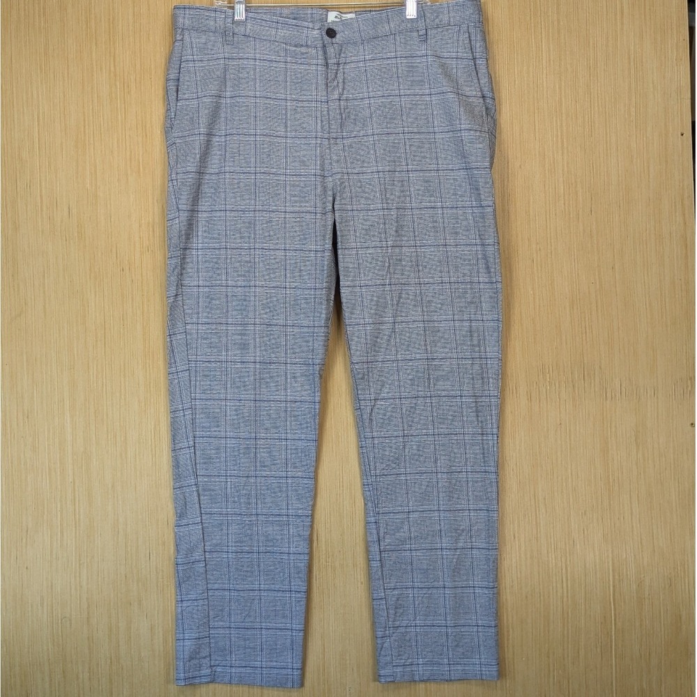 Ben Sherman Dress‎ Pants Mens 38X30 Slim Fit Stretch Plaid Gray Blue Career